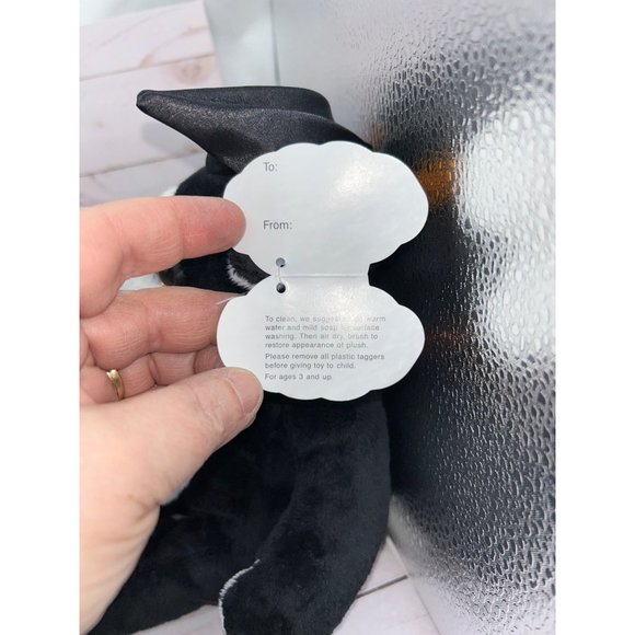 Wishpets Kittie Wish Pets Halloween Black Witch Cat Orange Bow White Belly 9" Pl - Picture 6 of 8